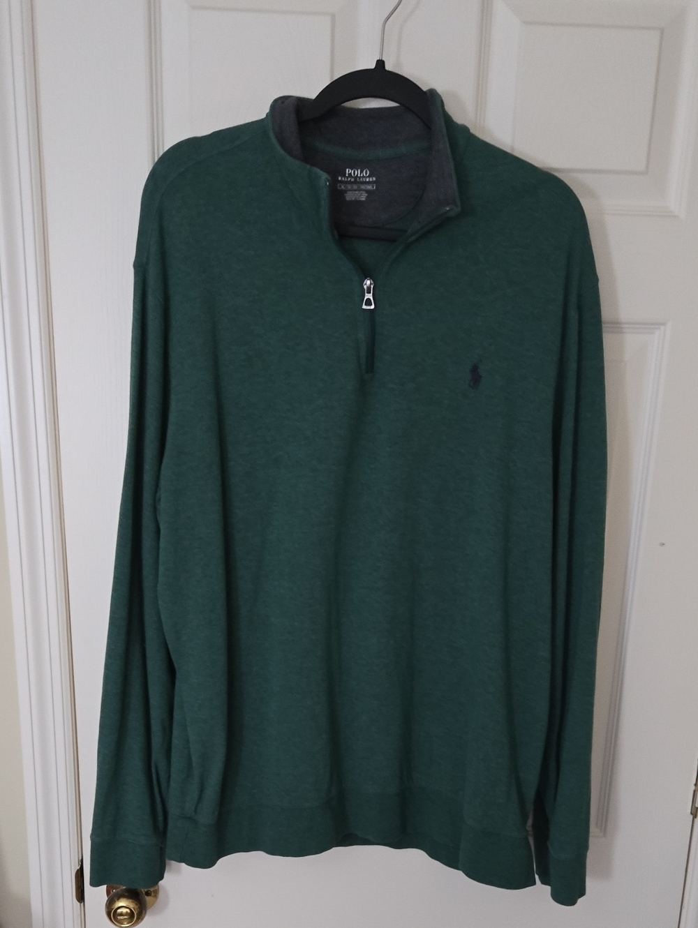Men Polo by Ralph Lauren Forest Green Quarter-Zip Long Sleeve Pullover